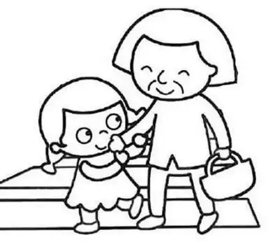 老人与孩子的温馨图片,女孩扶老奶奶简笔画-好运宝贝