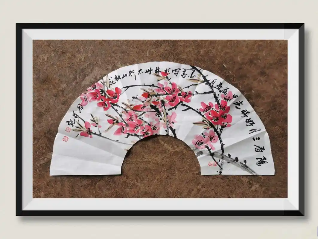 墨豪写意桃花扇面作品