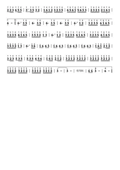 赛马三管版本简谱笛艺课堂f调笛筒音作5