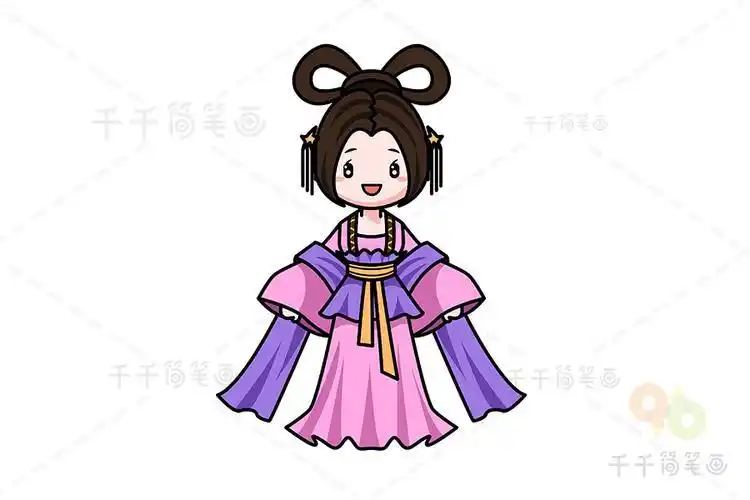 三国演义q版人物简笔画可爱貂蝉