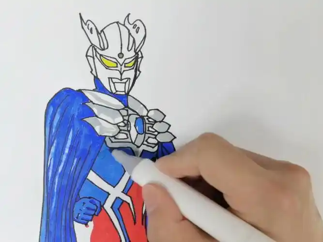 一起给披风赛罗奥特曼涂颜色