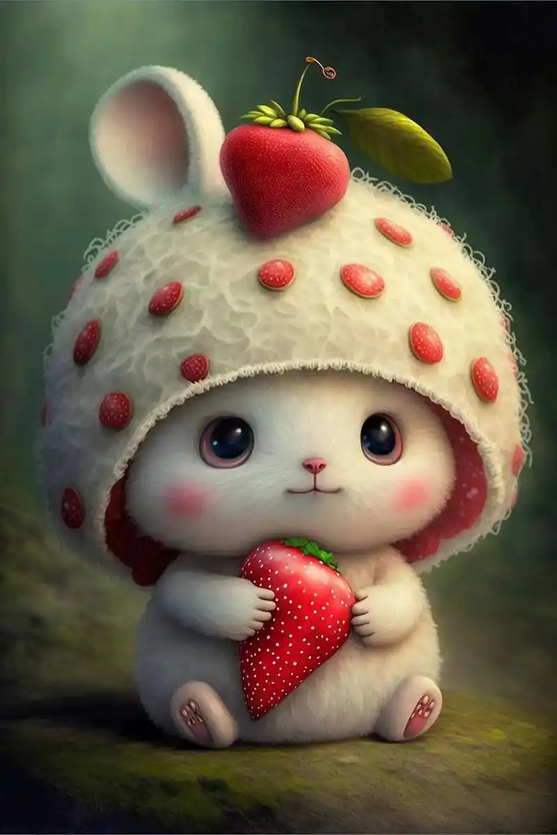 当你刷到这只草莓兔的时候,说明你的好运要来了.留下一句"兔来 - 抖音