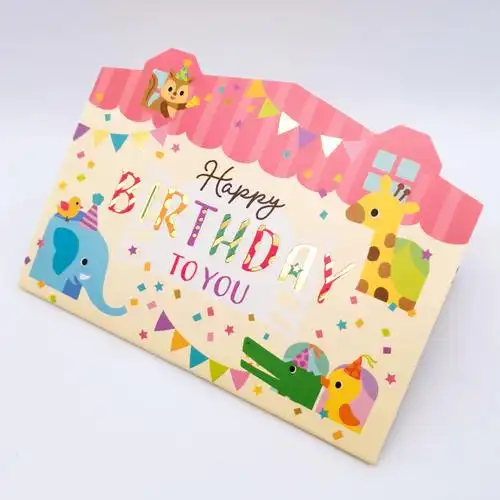 日本创意生日贺卡3d立体音乐贺卡可爱动物卡通装饰摆件