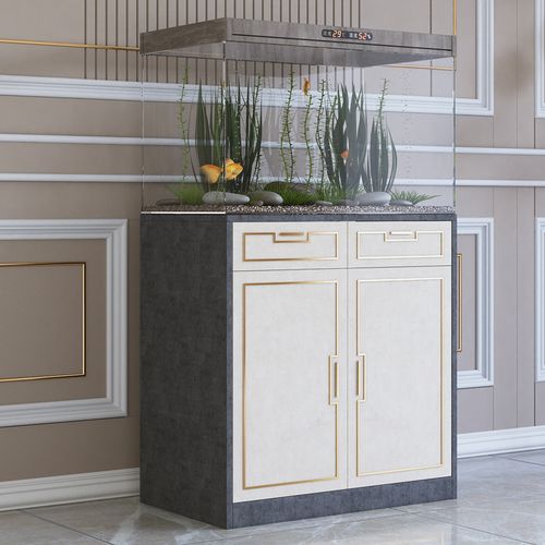 欧式鱼缸柜底柜轻奢带抽屉底柜水族箱地柜超白海缸草缸柜子80*40