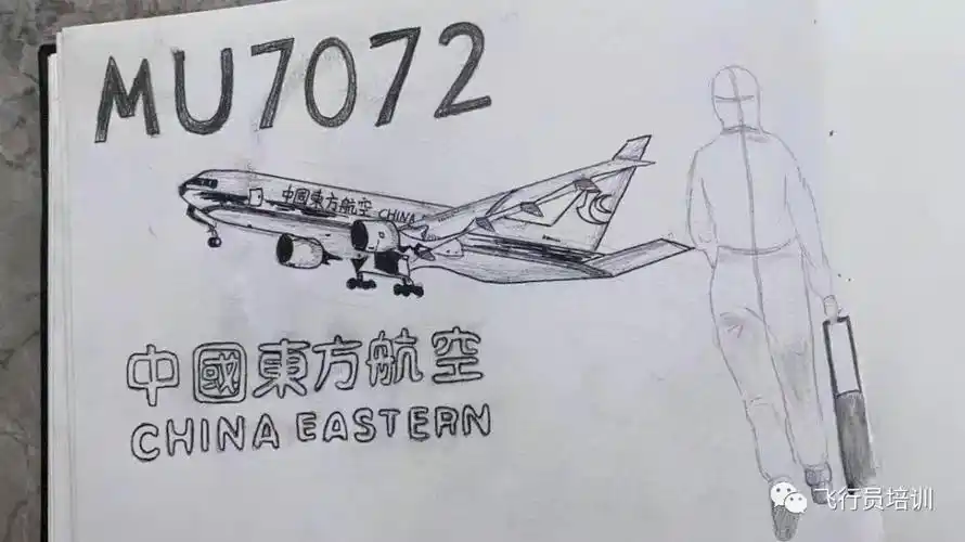 图为小留学生为机组人员创作的素描画.