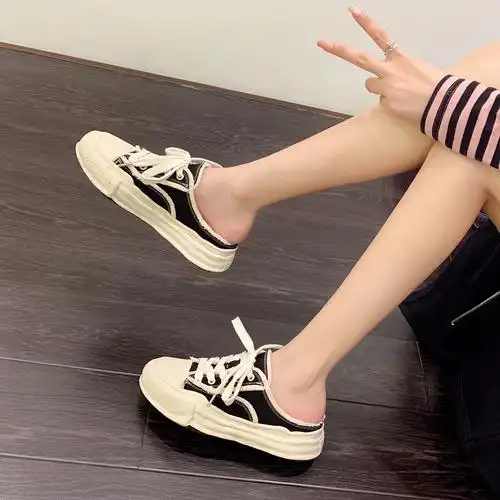 【sheii苏茵茵】港岛美术馆~溶解厚底帆布鞋女半拖夏季外穿乞丐鞋