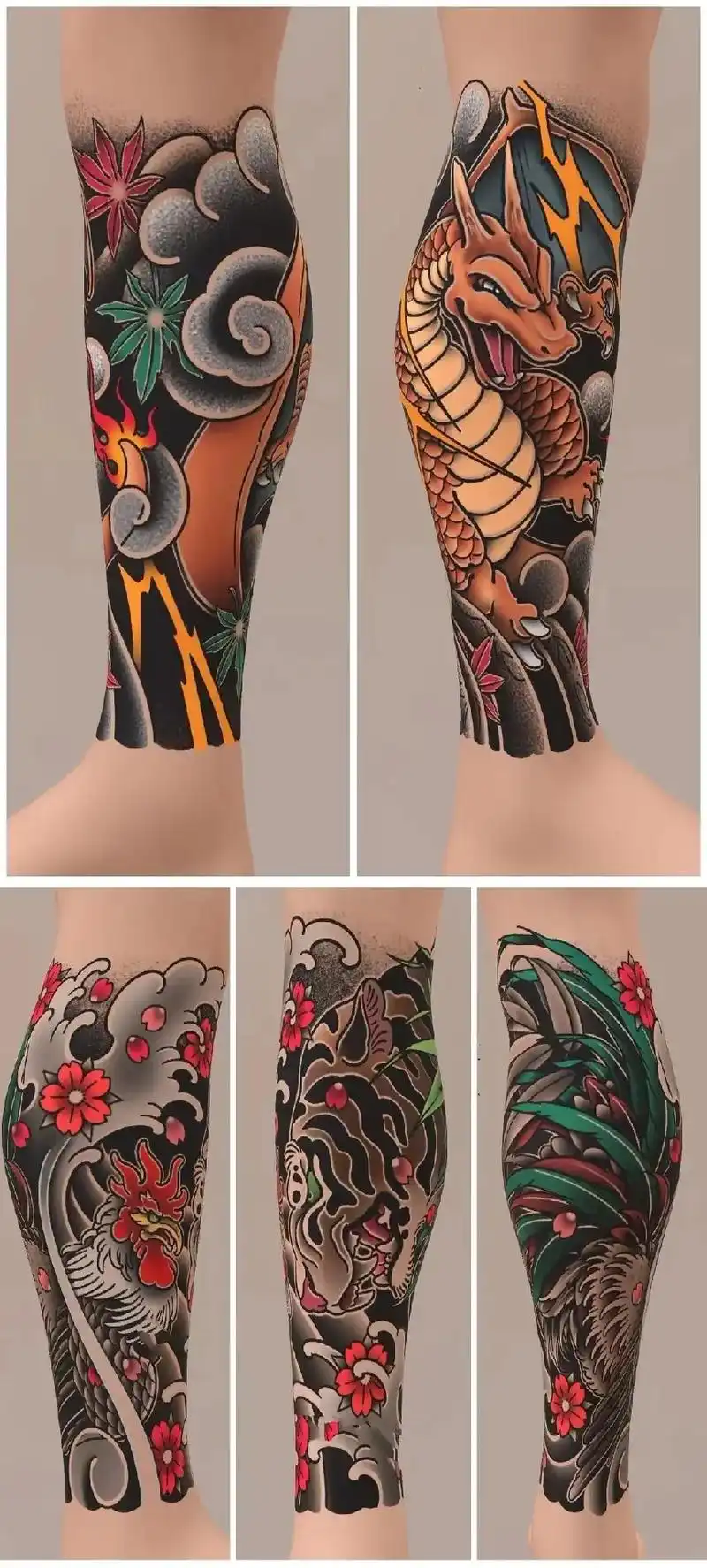 彩色小包腿图案手稿.#小腿纹身 #武汉纹身 #武汉龙族纹身  - 抖音