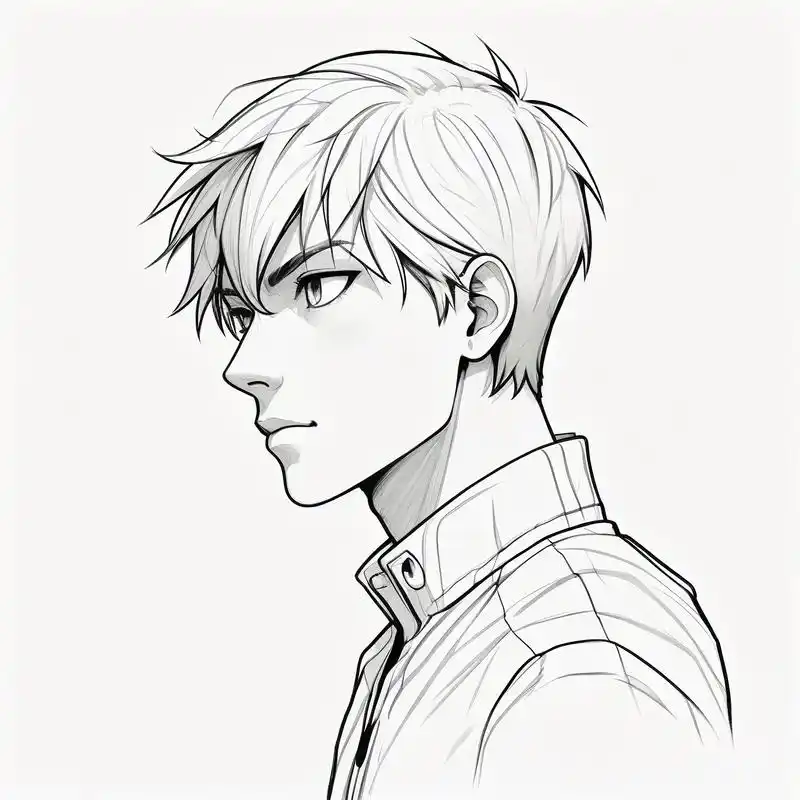 黑白素描男生头像,冷酷帅气90