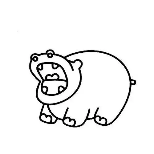 河马张大嘴巴的简单画法动物简笔画简笔画大全