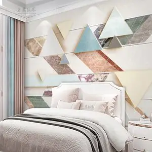 北欧现代简约立体仿大理石几何三角形客厅卧室电视背景墙墙纸壁布