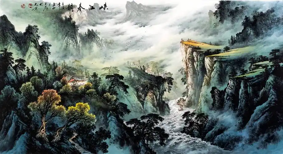 山水艺境:王大为壮阔山水画之美_作品_大自然_色彩