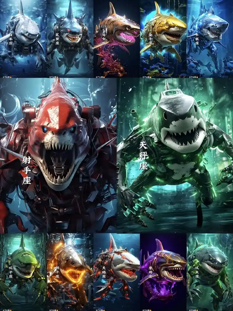 十二星座机械鲨鱼.#机甲风 #二次元 #十二星座系列 #鲨鱼 - 抖音