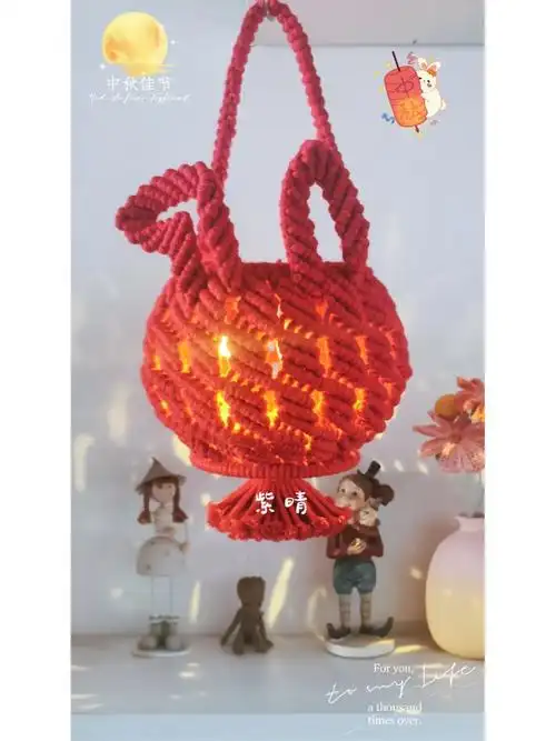 中秋节macrame手工编织兔子灯笼教程数据