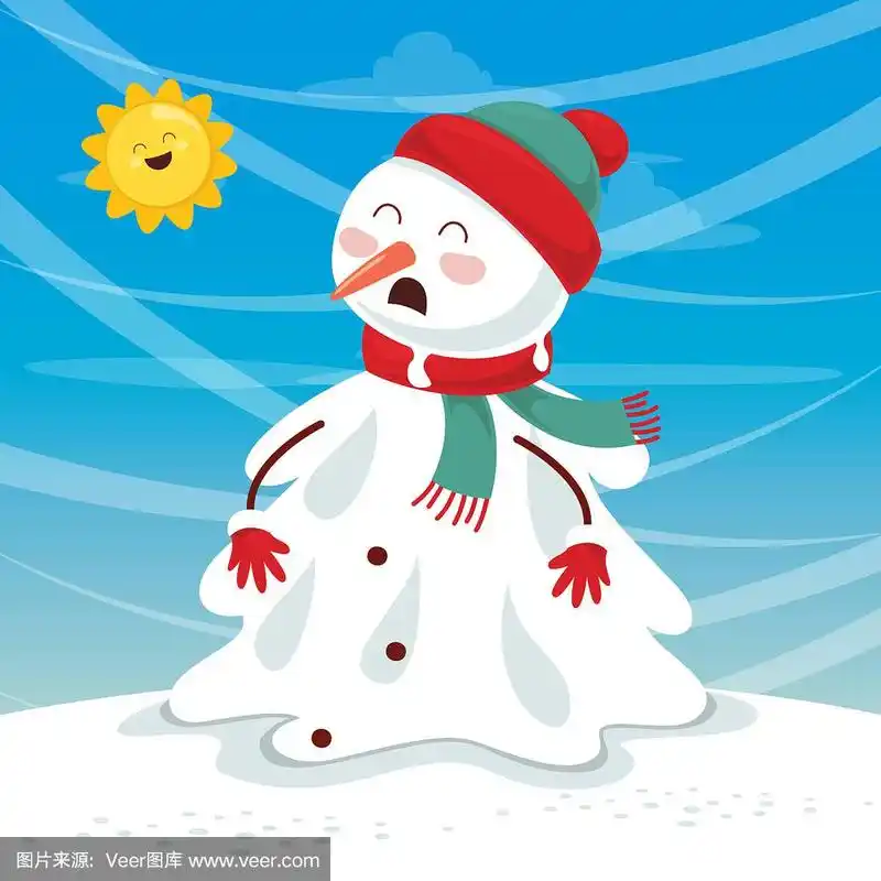 雪人融化的矢量图