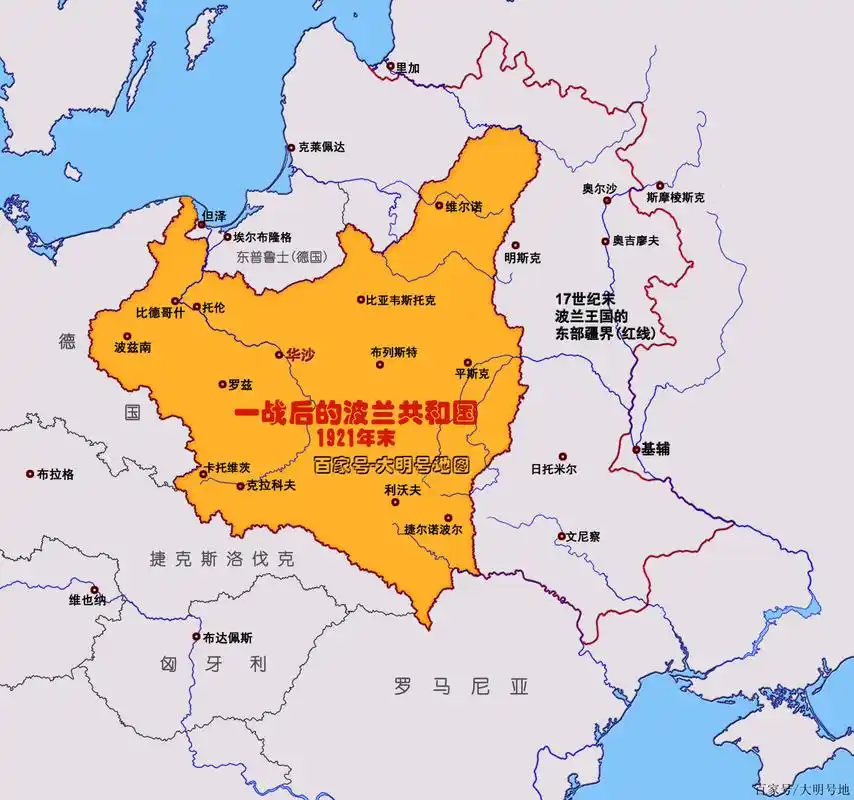 图说波兰领土变迁,17世纪有98万平方公里,现在只剩31万平方公里