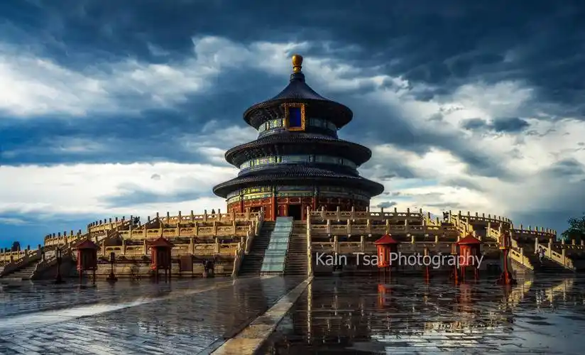 镜头中的光影北京,古建筑与写字楼交错,像是穿越时空的画面_中国_灯光