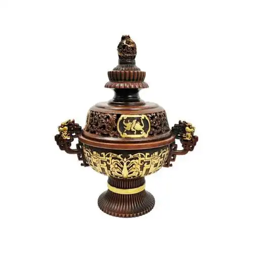 双兽耳龙钮豆式熏香炉