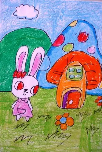 小白兔/少儿绘画作品/儿童画/网络美术馆_中国少儿美术教育网