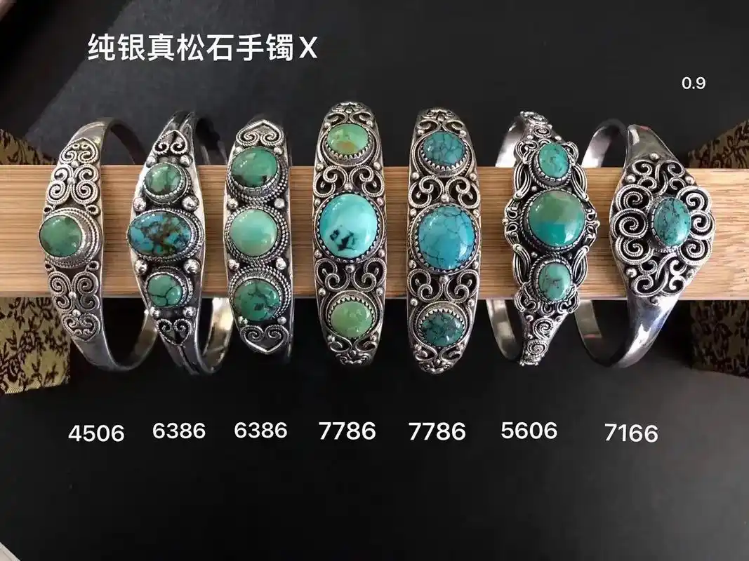 0.9 1 纯银手工真珊瑚手镯x 24005 纯银真松石手镯 - 抖音