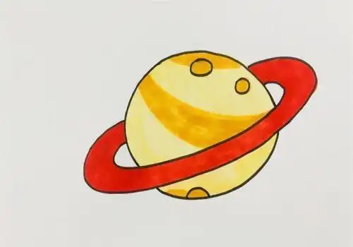 重点画出小星球的样式,难点是对小星球颜色的选择和涂抹,这样画出来的