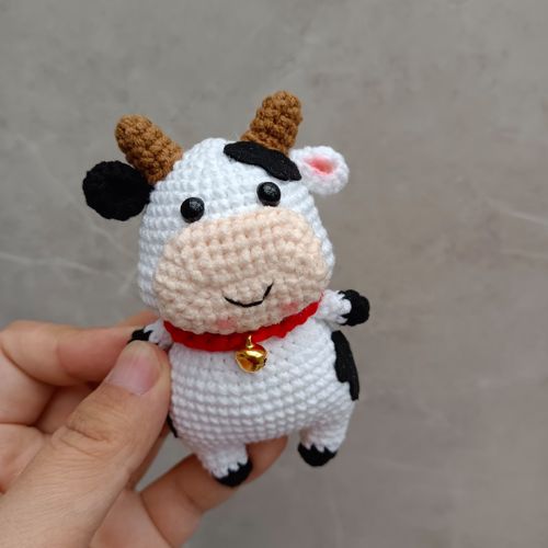 芒果家diy纯手工钩针钩织小奶牛挂件小牛钥匙扣毛线玩偶成品现货