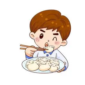 蓝色男生简笔立冬大雪冬天春节饺子插画