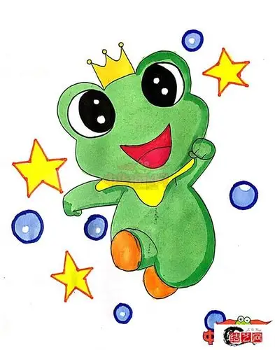 青蛙简笔画教程,简单可爱彩色画法步骤