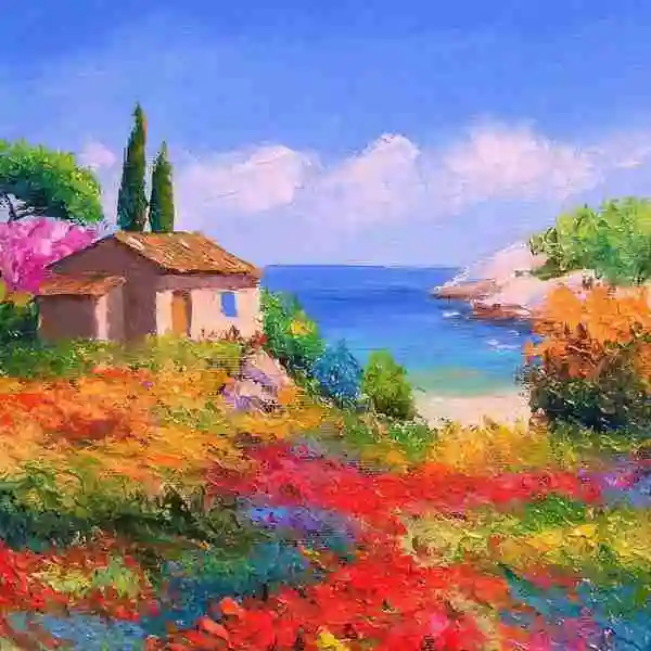 微信背景图片油画写生风景头像图片海边小镇油画风景头像油画头像现代