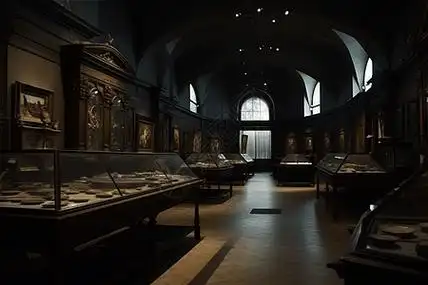 很多文物的博物馆背景图片