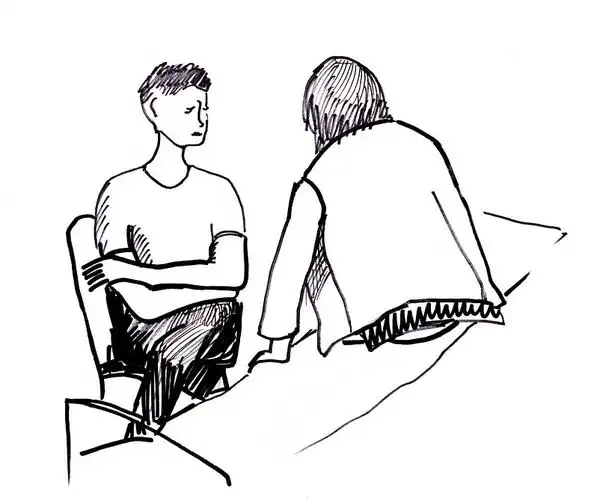 素描_两个女人_坐_交谈_高清图片_全景视觉