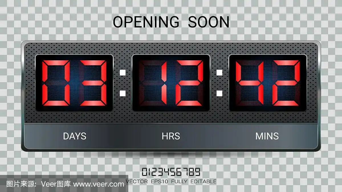 倒计时计时器剩余或时钟计数器记分牌与小时,分钟和秒显示的网页即将