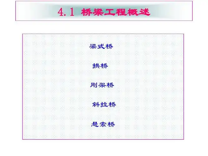 1 桥梁工程概述 梁式桥 拱桥 刚架桥 斜拉桥 悬索桥