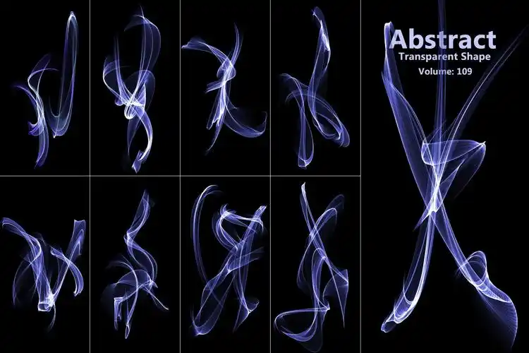 100款抽象多彩舞动烟雾ps笔刷png免抠图片设计素材abstractmotion