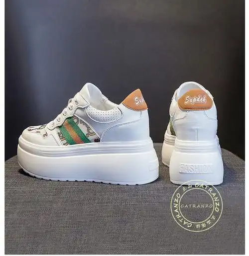 catranzo品牌厚底老爹鞋女2022春季新品隐形内增高女鞋松糕鞋子女显高