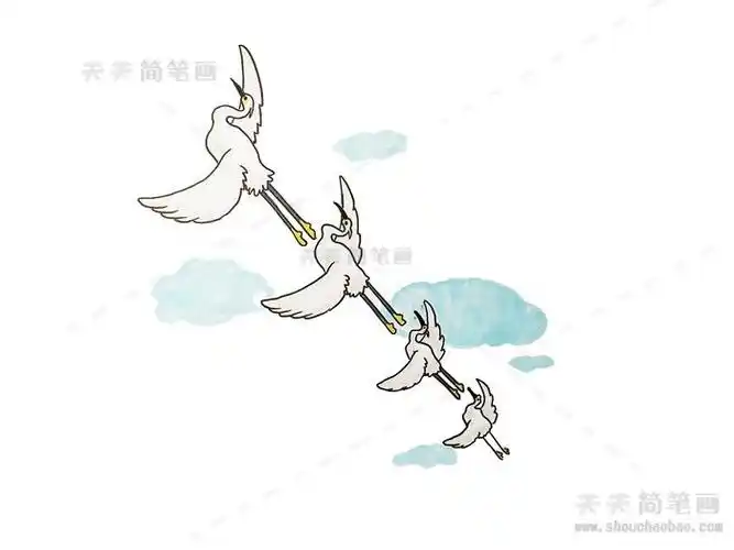 一行白鹭简笔画怎么画好看一行白鹭上青天简笔画步骤教程