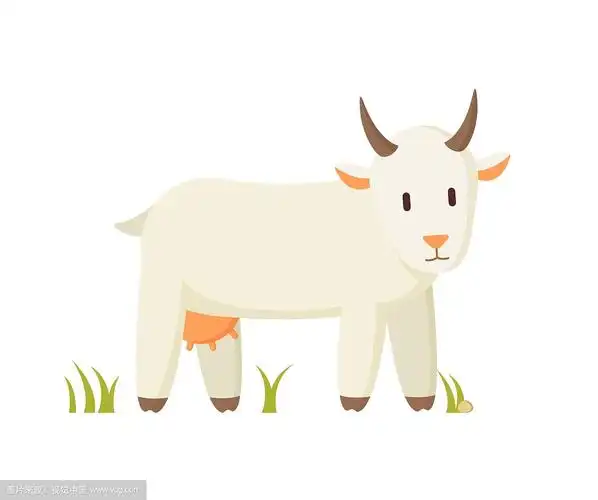 奶山羊站在草地上的卡通人物