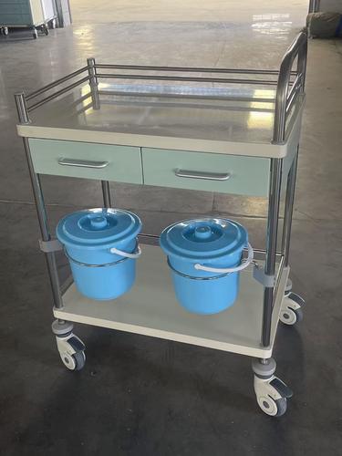 医用690冷钢喷塑治疗车 晨间护理车彩钢急救推车药品输液麻醉推车