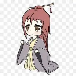 手绘q版古装美男子png格式