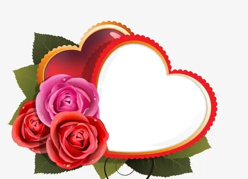 矢量彩色创意玫瑰花桃心图案