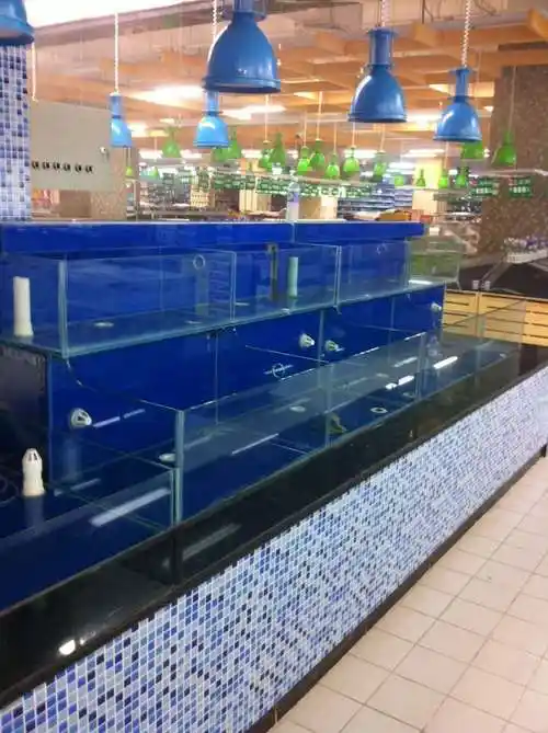 本地制作安装玻璃鱼缸 酒店制冷循环水加热鱼缸 冰台海鲜池贝类缸