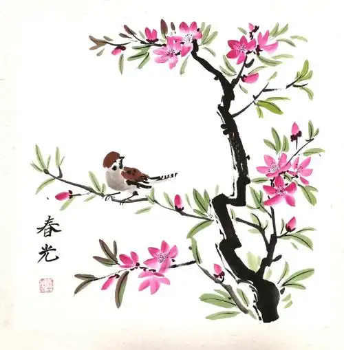 国画写意小品桃花