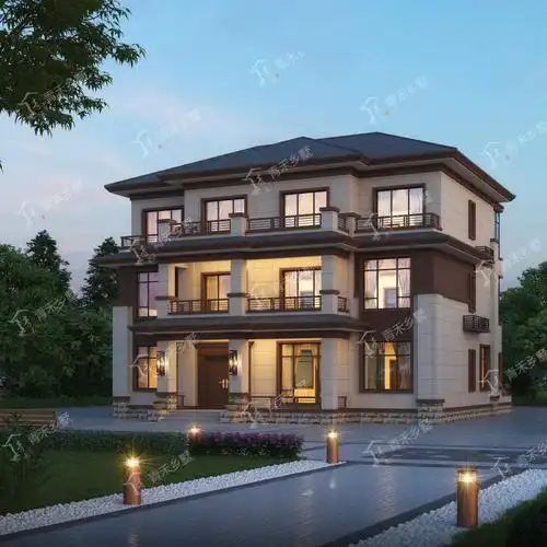 适合农村兄弟自建的三层中式双拼别墅