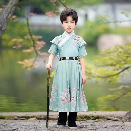 汉服男童短袖锦衣卫儿童古装飞鱼服小男孩演出服古风