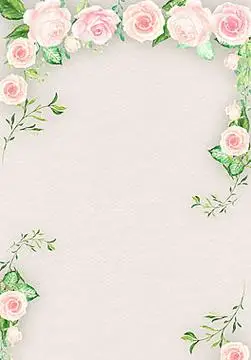 清新粉色花朵边框海报h5背景素材5款水彩玫瑰卡片设计矢量素材3 8节