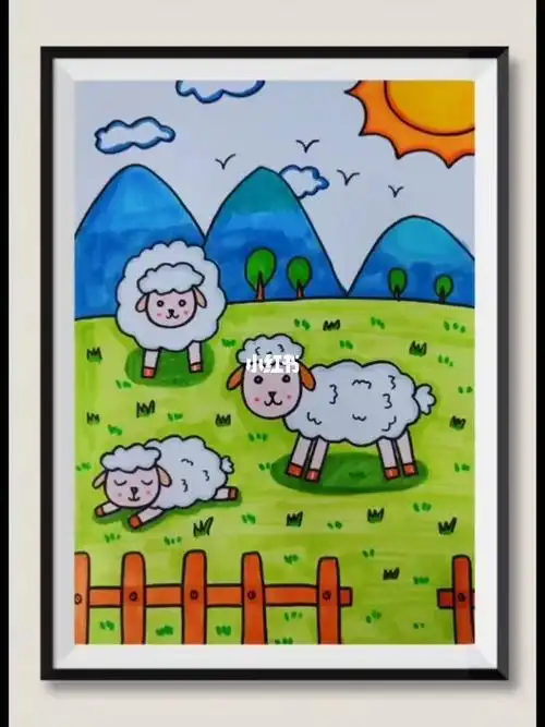 儿童画  #小绵羊  #创意美术  #大草原