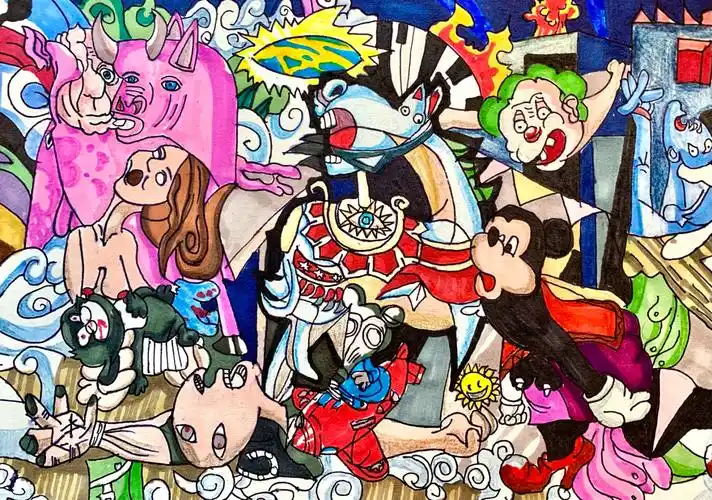 创意马克笔毕加索漫画变体画适合9-10岁