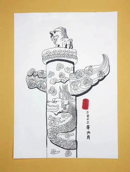 线描华表柱