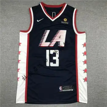 騰讯体育nba快船13号保罗乔治  深蓝色球衣刺绣速干篮球休闲运动服 深