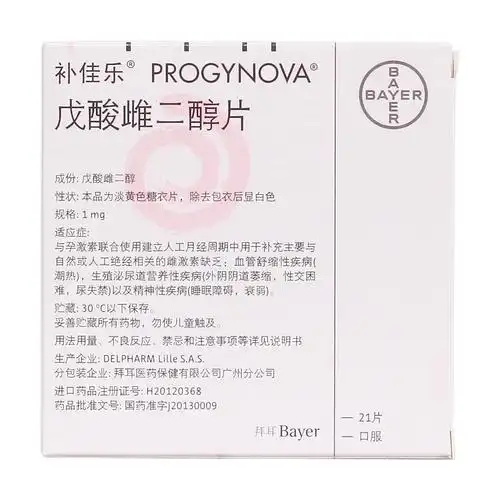 与孕激素联合使用建立人工月经周期中用于补充主要与自然或人工绝经