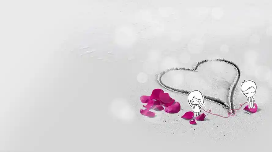 沙滩恋 沙滩爱心桌面壁纸